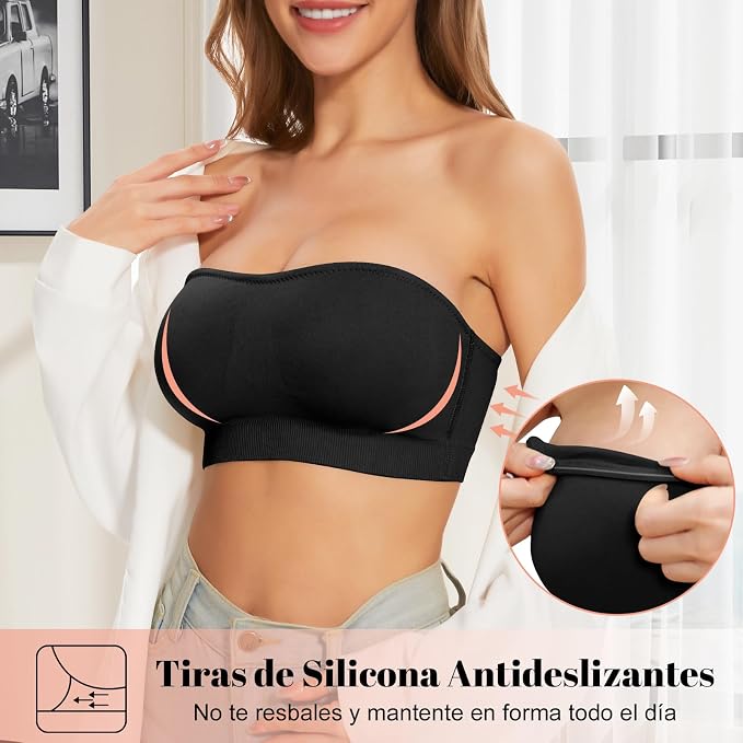 Sujetador Negro sin Costuras - Talla XL/XXL